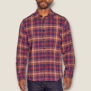Eddie Bauer Bristol Flannel Button Down in Cognac Plaid L